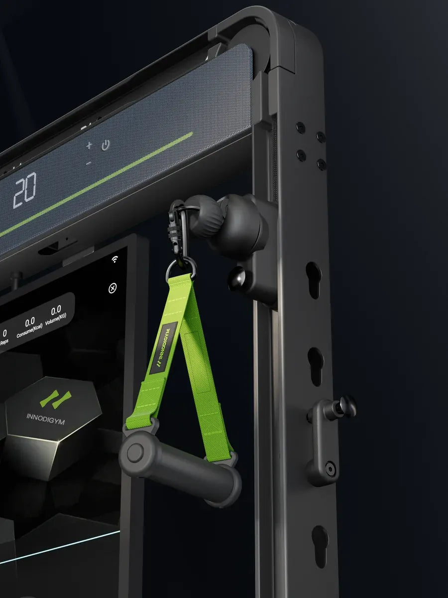 Ball-joint slider with strap handle on the column rail